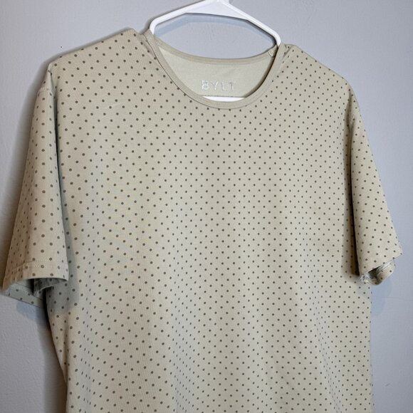 Bylt Drop Cut Short Lux Sleeve Shirt Medium Dots Beige - Picture 4 of 5